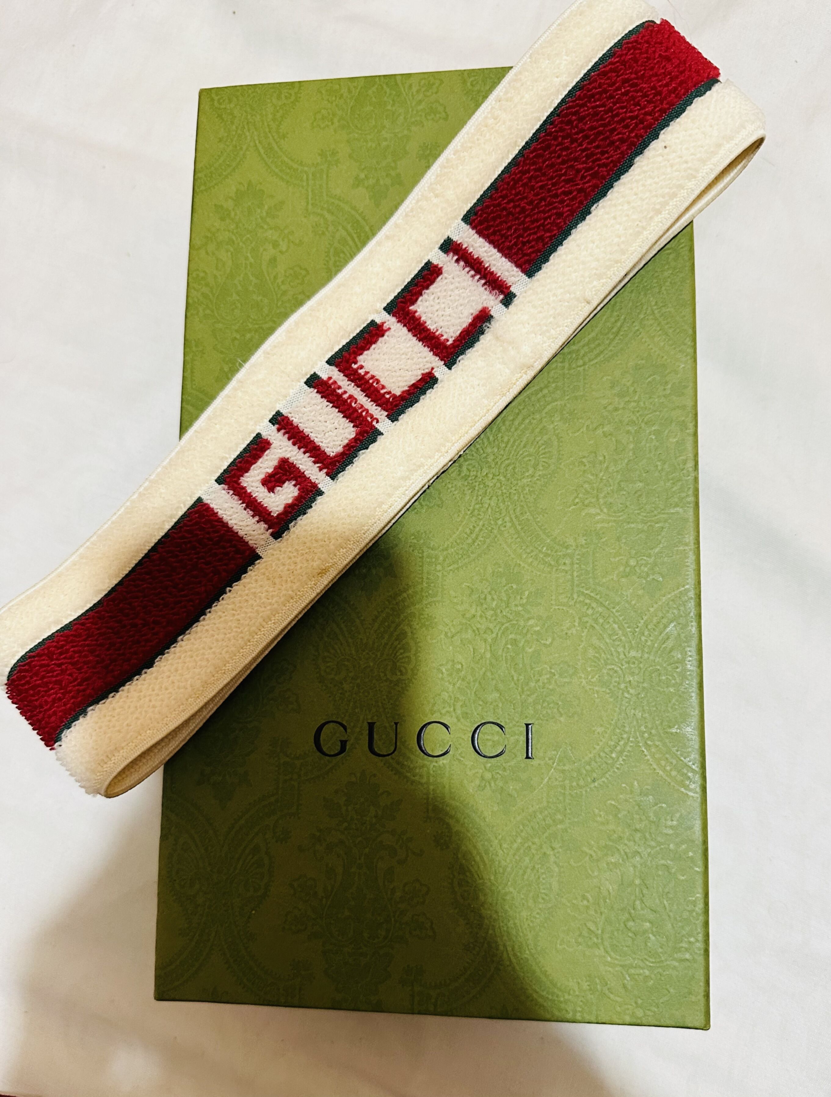 Gucci Red Stripe Logo Headband In White