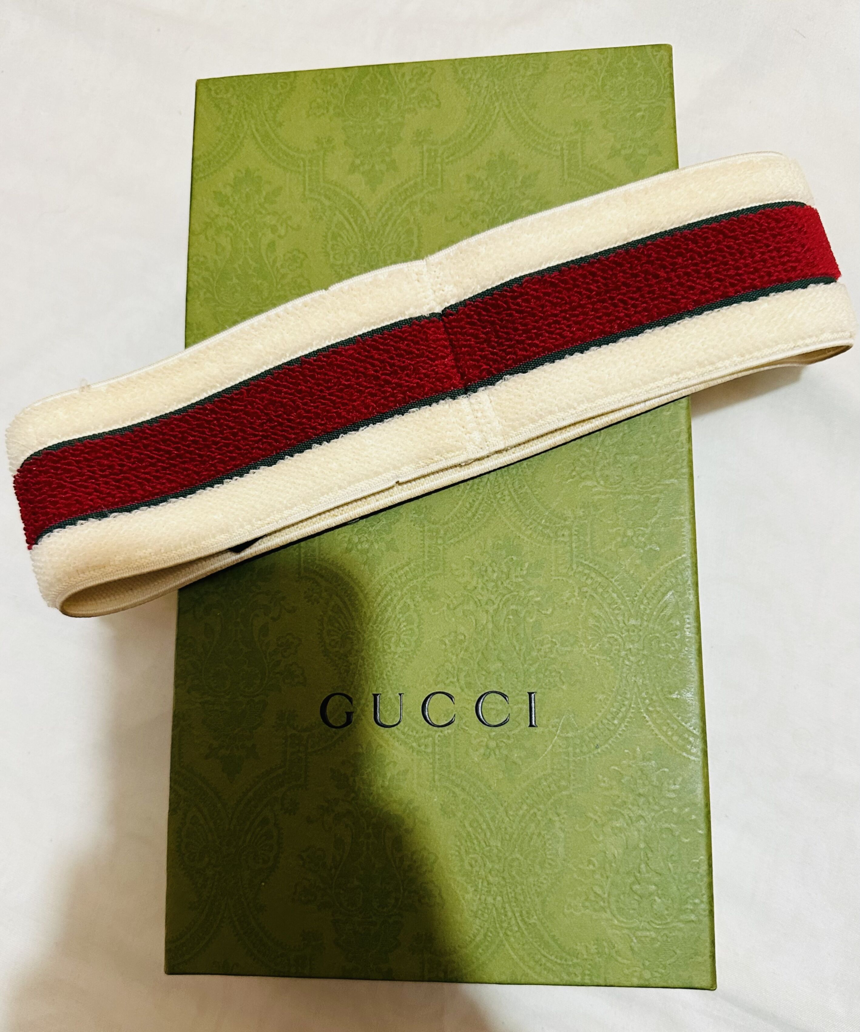 Gucci Red Stripe Logo Headband In White