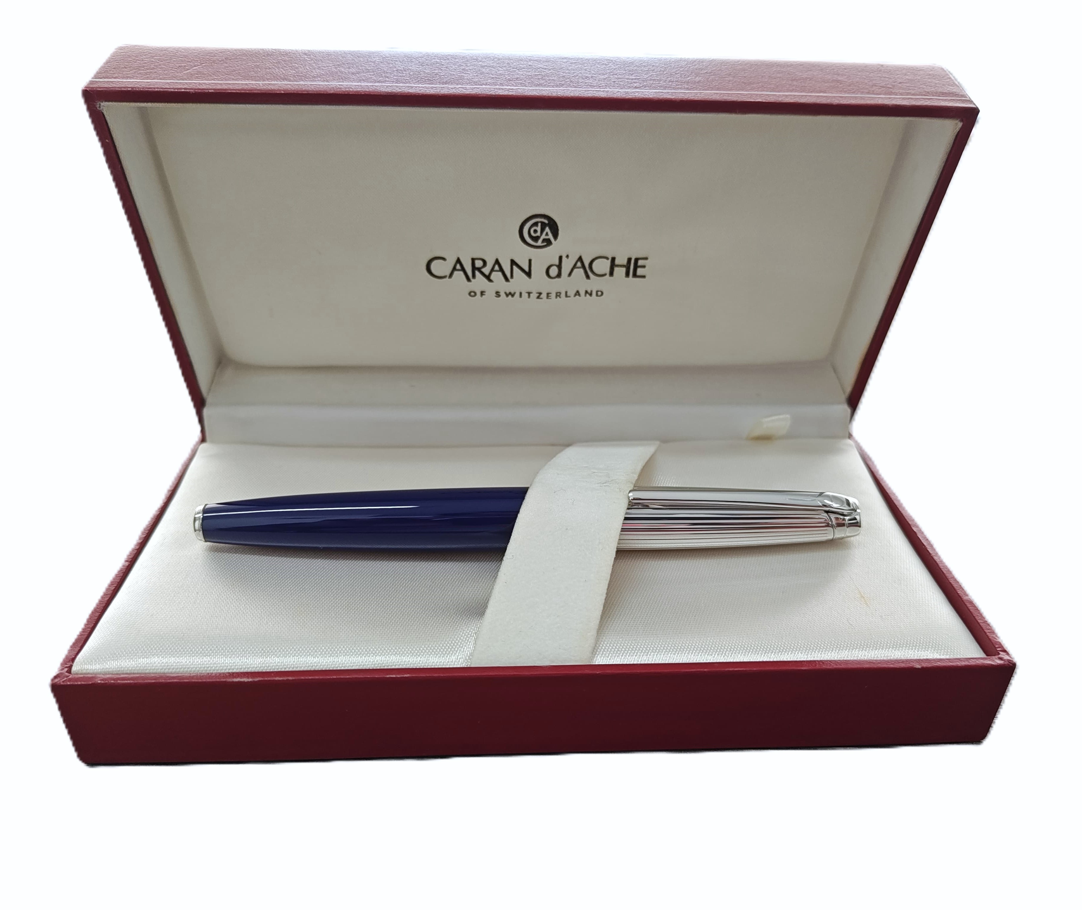 Caran d'Ache Leman Bicolor Blue Night Silver Plated Fountain Pen