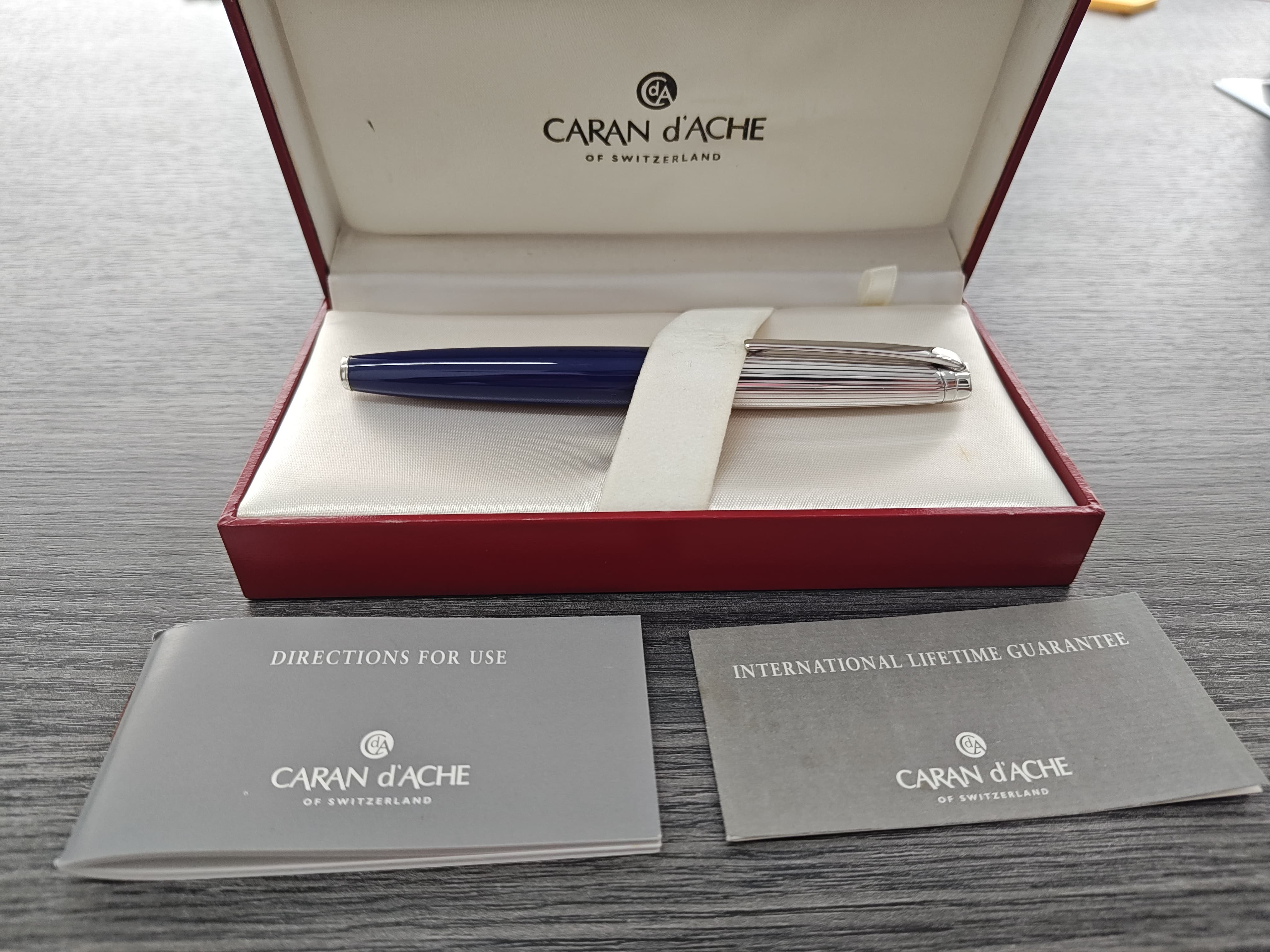 Caran d'Ache Leman Bicolor Blue Night Silver Plated Fountain Pen